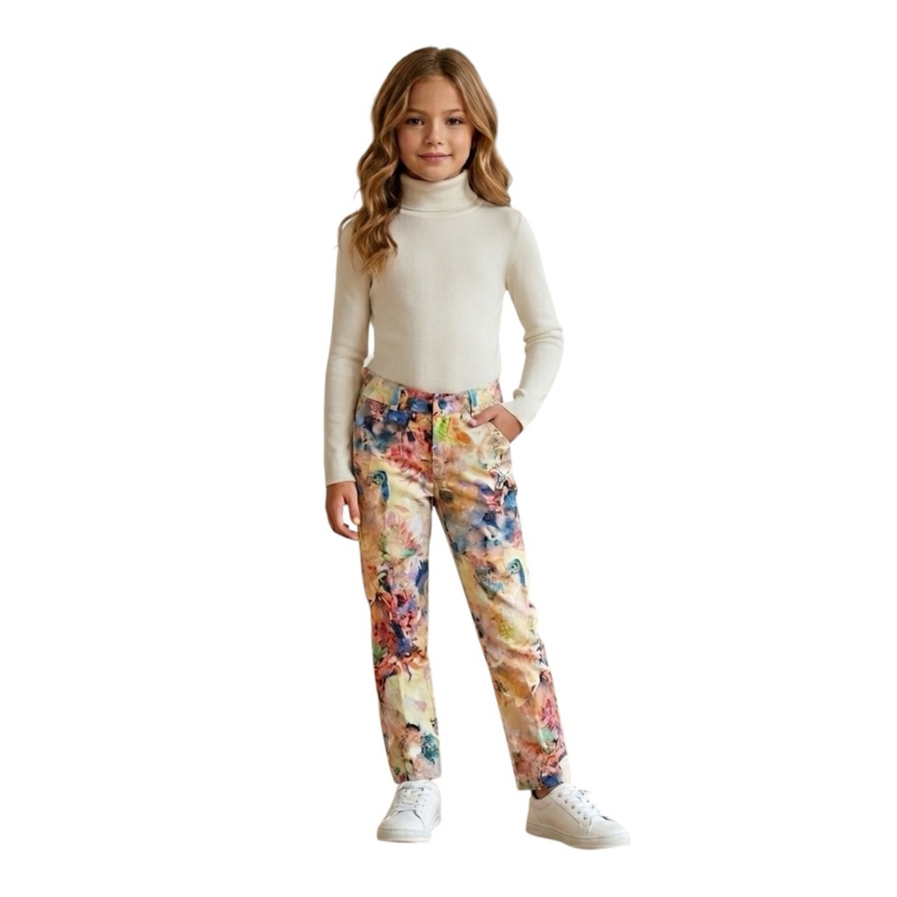 Pili Carrera Floral Pants Girls Size 125/131 Straight Leg Adjustable Waist

Beau